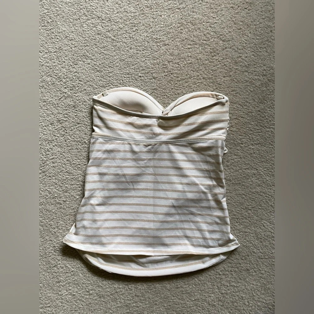 Cream and gold tube top bathing suit swim top - Picture 4 of 6